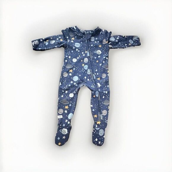 Ruggedbutts Sleeper Zip Footie Baby Boys 0-3 Months Outer Space NEW Blue Pj - Picture 1 of 5